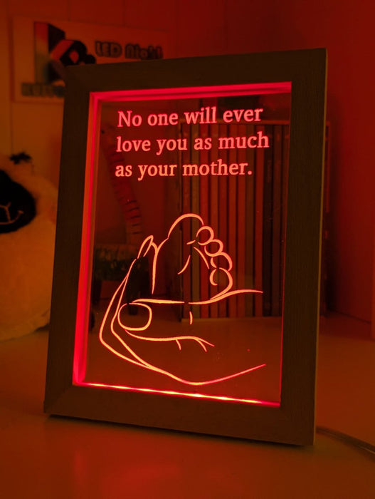 Babies Feet & Mothers Love Hand Motivational Quote Timber Frame USB 3D LED Night Light Lamp - KustomboxNight Lights & Ambient LightingKustomboxTimber Frame Light - $34.99