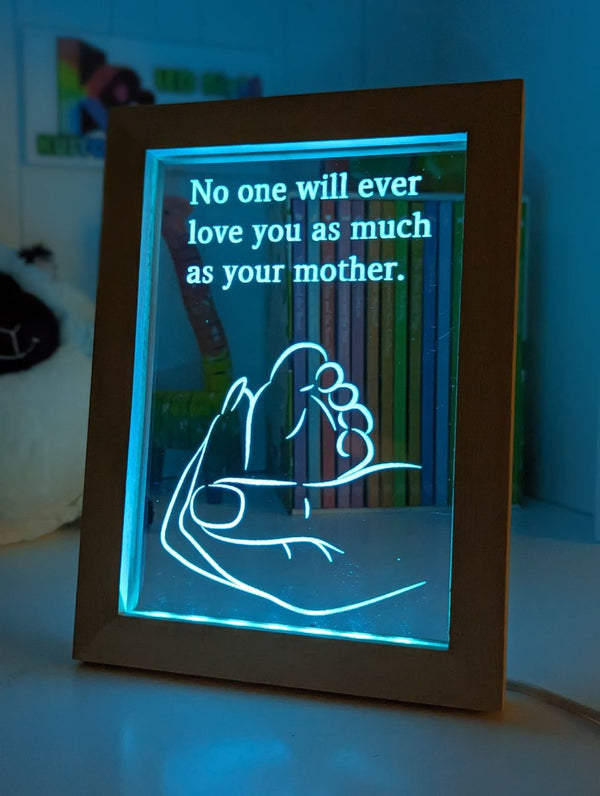 Babies Feet & Mothers Love Hand Motivational Quote Timber Frame USB 3D LED Night Light Lamp - KustomboxNight Lights & Ambient LightingKustomboxTimber Frame Light - $34.99