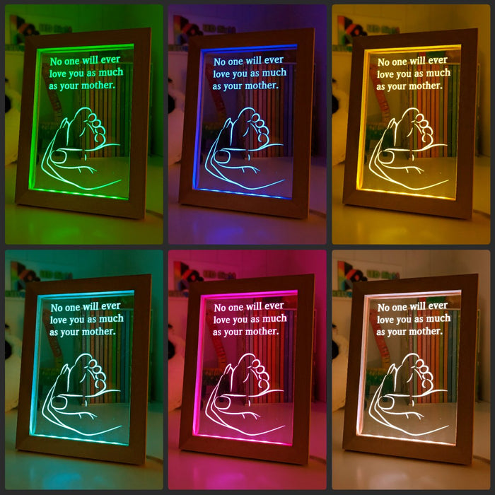 Babies Feet & Mothers Love Hand Motivational Quote Timber Frame USB 3D LED Night Light Lamp - KustomboxNight Lights & Ambient LightingKustomboxTimber Frame Light - $34.99