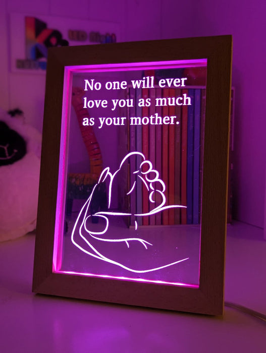 Babies Feet & Mothers Love Hand Motivational Quote Timber Frame USB 3D LED Night Light Lamp - KustomboxNight Lights & Ambient LightingKustomboxTimber Frame Light - $34.99