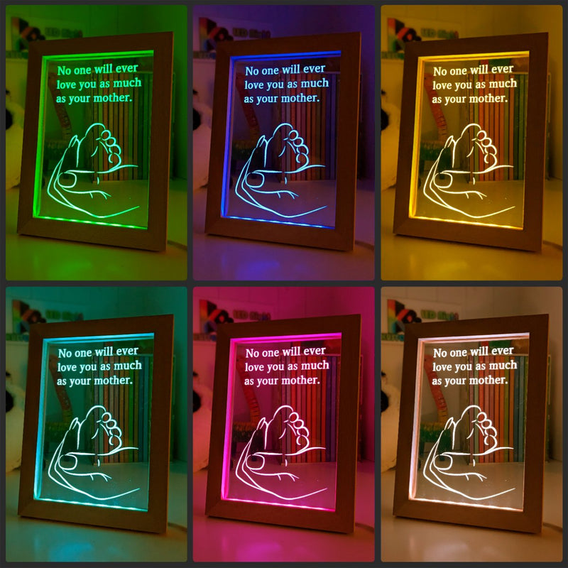 Babies Feet & Mothers Love Hand Motivational Quote Timber Frame USB 3D LED Night Light Lamp - KustomboxNight Lights & Ambient LightingKustomboxTimber Frame Light - $34.99