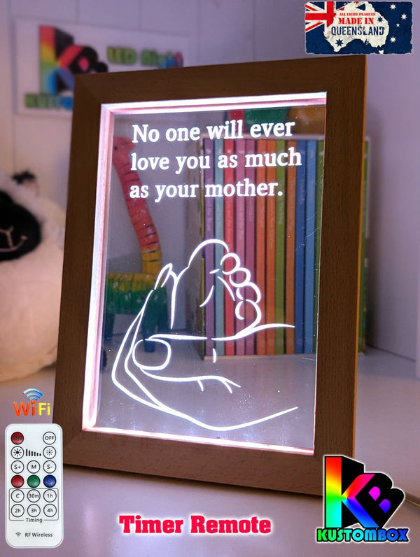 Babies Feet & Mothers Love Hand Motivational Quote Timber Frame USB 3D LED Night Light Lamp - KustomboxNight Lights & Ambient LightingKustomboxTimber Frame Light - $34.99