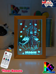 Baby Dragon Personalised Name Timber Picture Frame USB 3D LED Night Light Lamp - KustomboxNight Lights & Ambient LightingKustomboxTimber Frame Light
