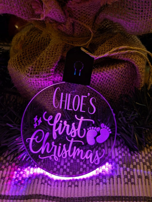Baby's First Christmas Personalised Name Tree Bauble Light Decoration - KustomboxNight Lights & Ambient LightingKustomboxBauble - Standard Size