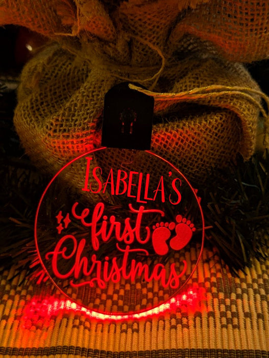Baby's First Christmas Personalised Name Tree Bauble Light Decoration - KustomboxNight Lights & Ambient LightingKustomboxBauble - Standard Size