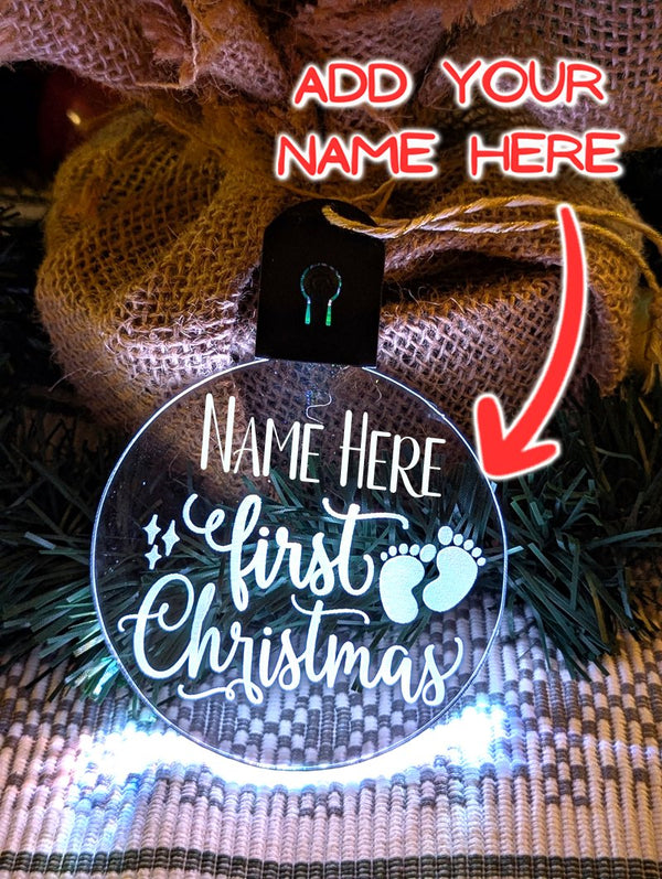 Baby's First Christmas Personalised Name Tree Bauble Light Decoration - KustomboxNight Lights & Ambient LightingKustomboxBauble - Standard Size