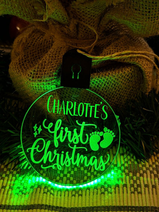Baby's First Christmas Personalised Name Tree Bauble Light Decoration - KustomboxNight Lights & Ambient LightingKustomboxBauble - Standard Size