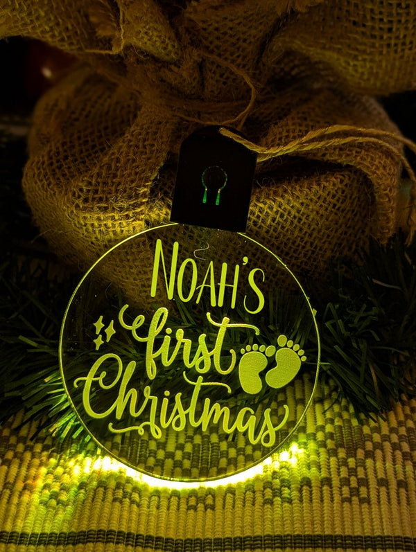 Baby's First Christmas Personalised Name Tree Bauble Light Decoration - KustomboxNight Lights & Ambient LightingKustomboxBauble - Standard Size