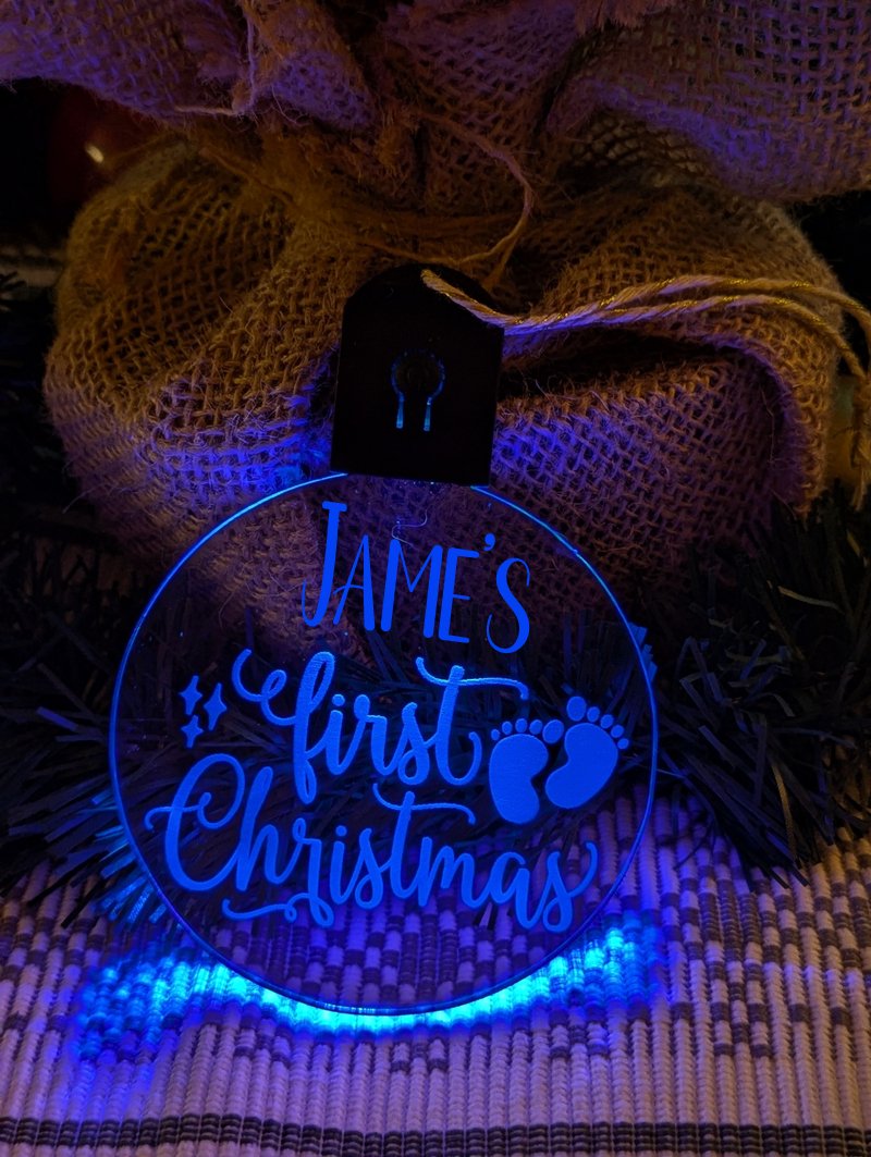 Baby's First Christmas Personalised Name Tree Bauble Light Decoration - KustomboxNight Lights & Ambient LightingKustomboxBauble - Standard Size