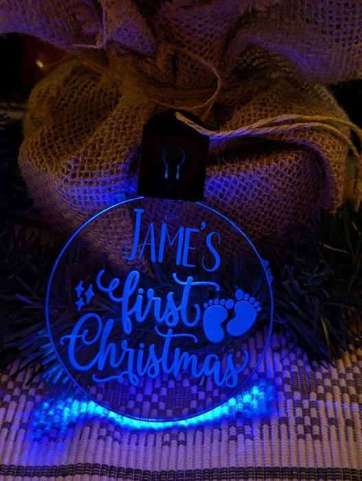 Baby's First Christmas Personalised Name Tree Bauble Light Decoration - KustomboxNight Lights & Ambient LightingKustomboxBauble - Standard Size
