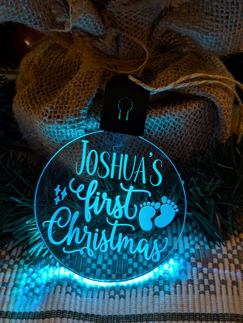 Baby's First Christmas Personalised Name Tree Bauble Light Decoration - KustomboxNight Lights & Ambient LightingKustomboxBauble - Standard Size