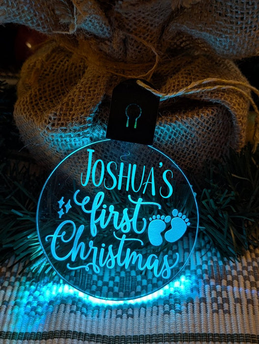 Baby's First Christmas Personalised Name Tree Bauble Light Decoration - KustomboxNight Lights & Ambient LightingKustomboxBauble - Standard Size