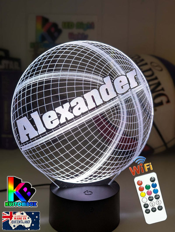 BASKETBALL PERONALISED NAME 3D LED Night Light Lamp - KustomboxNight Lights & Ambient LightingKustomboxStandard Size Name