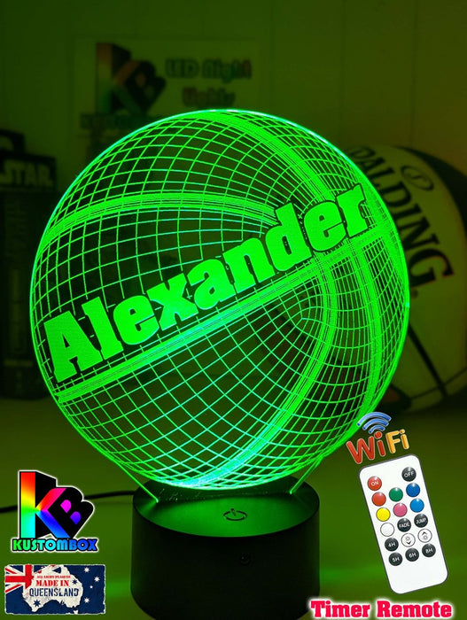 BASKETBALL PERONALISED NAME 3D LED Night Light Lamp - KustomboxNight Lights & Ambient LightingKustomboxStandard Size Name