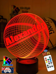 BASKETBALL PERONALISED NAME 3D LED Night Light Lamp - KustomboxNight Lights & Ambient LightingKustomboxStandard Size Name