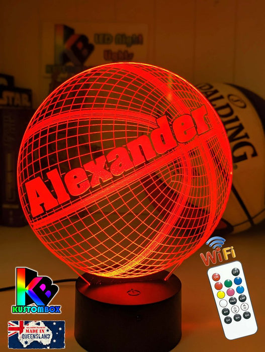 BASKETBALL PERONALISED NAME 3D LED Night Light Lamp - KustomboxNight Lights & Ambient LightingKustomboxStandard Size Name