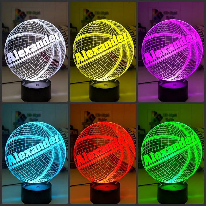 BASKETBALL PERONALISED NAME 3D LED Night Light Lamp - KustomboxNight Lights & Ambient LightingKustomboxStandard Size Name