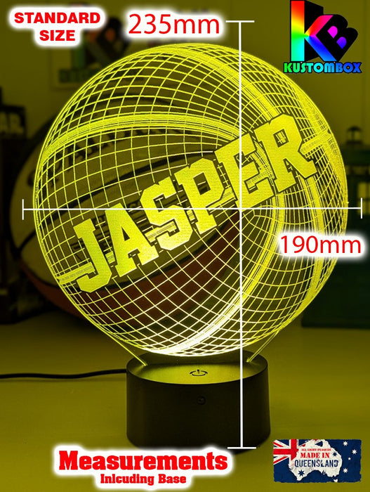 BASKETBALL PERONALISED NAME 3D LED Night Light Lamp - KustomboxNight Lights & Ambient LightingKustomboxStandard Size Name