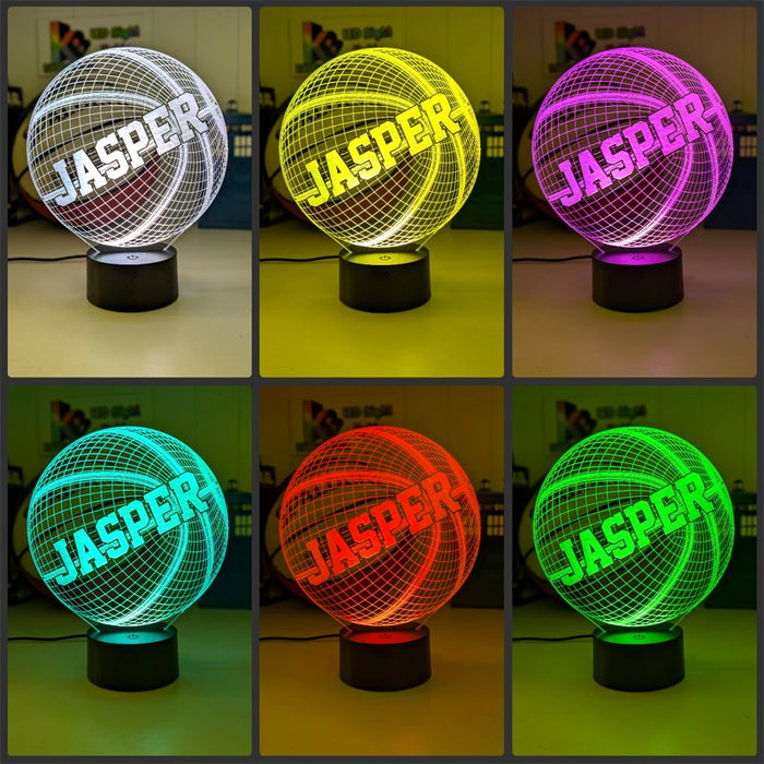 BASKETBALL PERONALISED NAME 3D LED Night Light Lamp - KustomboxNight Lights & Ambient LightingKustomboxStandard Size Name