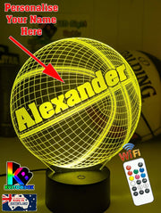 BASKETBALL PERONALISED NAME 3D LED Night Light Lamp - KustomboxNight Lights & Ambient LightingKustomboxStandard Size Name