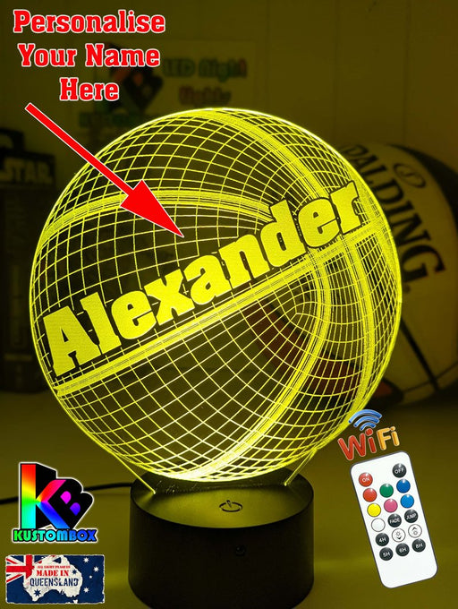 BASKETBALL PERONALISED NAME 3D LED Night Light Lamp - KustomboxNight Lights & Ambient LightingKustomboxStandard Size Name
