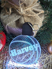 Basketball Personalised Christmas Tree Bauble 3D LED Light Up Hanging Decoration - KustomboxNight Lights & Ambient LightingKustomboxBauble Personalised