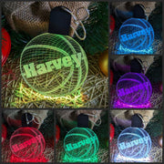 Basketball Personalised Christmas Tree Bauble 3D LED Light Up Hanging Decoration - KustomboxNight Lights & Ambient LightingKustomboxBauble Personalised