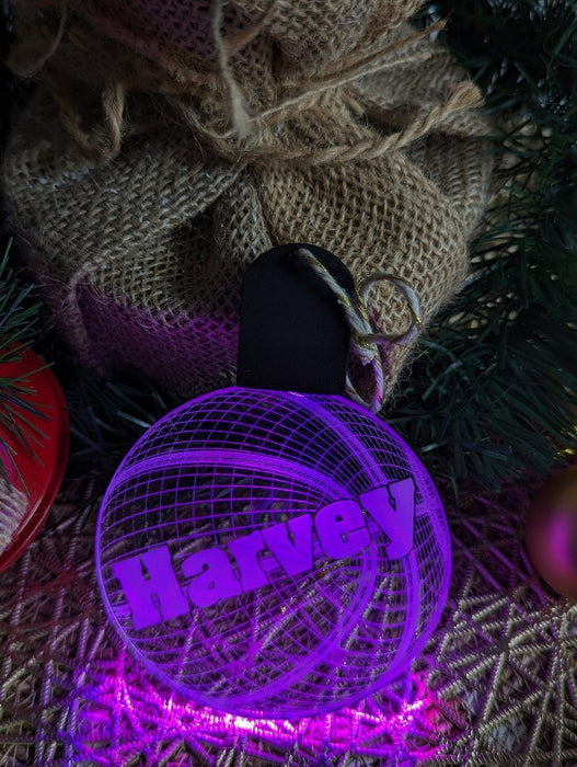Basketball Personalised Christmas Tree Bauble 3D LED Light Up Hanging Decoration - KustomboxNight Lights & Ambient LightingKustomboxBauble Personalised