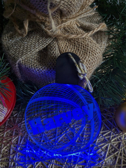 Basketball Personalised Christmas Tree Bauble 3D LED Light Up Hanging Decoration - KustomboxNight Lights & Ambient LightingKustomboxBauble Personalised