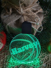 Basketball Personalised Christmas Tree Bauble 3D LED Light Up Hanging Decoration - KustomboxNight Lights & Ambient LightingKustomboxBauble Personalised