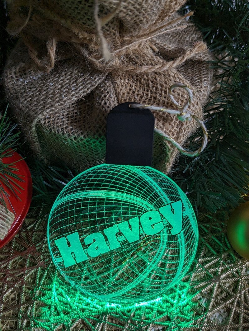 Basketball Personalised Christmas Tree Bauble 3D LED Light Up Hanging Decoration - KustomboxNight Lights & Ambient LightingKustomboxBauble Personalised