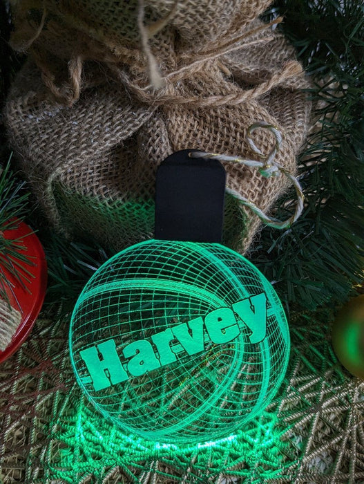 Basketball Personalised Christmas Tree Bauble 3D LED Light Up Hanging Decoration - KustomboxNight Lights & Ambient LightingKustomboxBauble Personalised