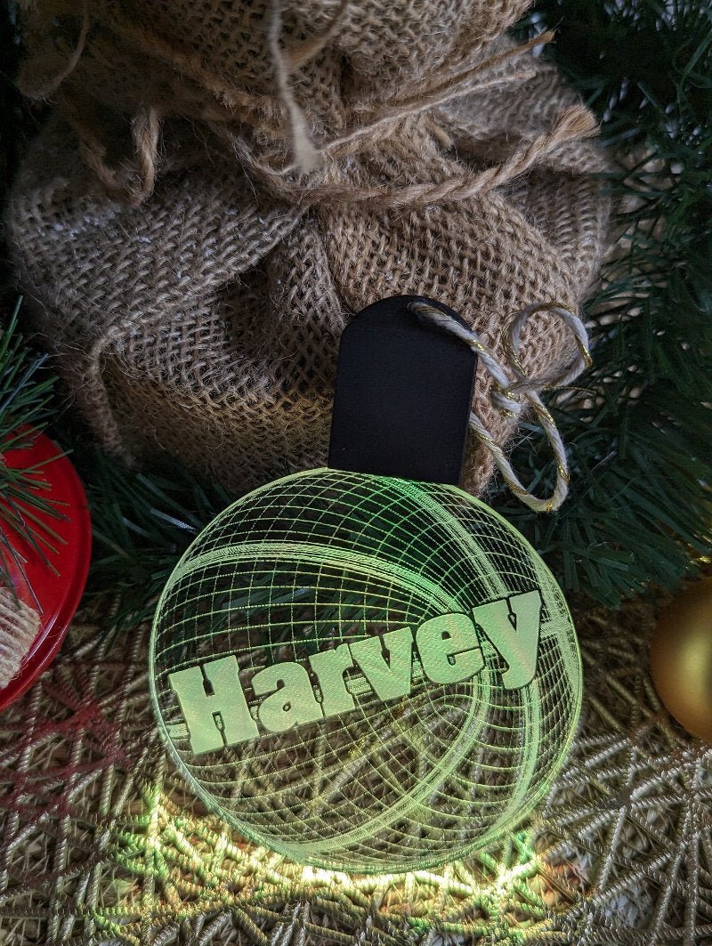 Basketball Personalised Christmas Tree Bauble 3D LED Light Up Hanging Decoration - KustomboxNight Lights & Ambient LightingKustomboxBauble Personalised