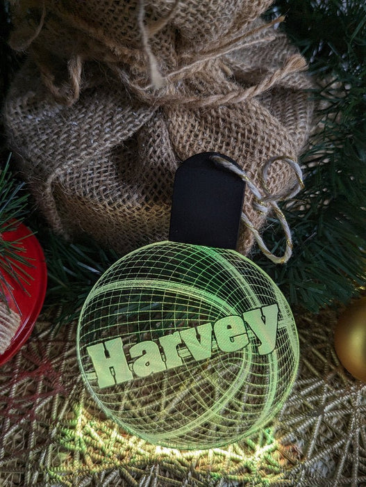 Basketball Personalised Christmas Tree Bauble 3D LED Light Up Hanging Decoration - KustomboxNight Lights & Ambient LightingKustomboxBauble Personalised