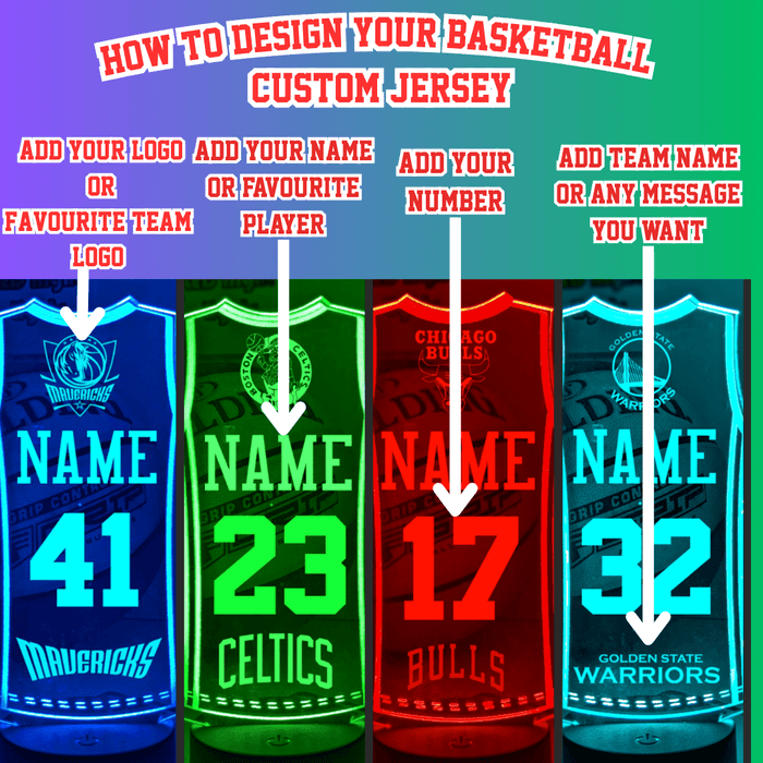 Basketball Personalised Singlet Jersey 3D LED Light Night Colour Changing Lamp - KustomboxNight Lights & Ambient LightingKustomboxStandard Size - Name Option