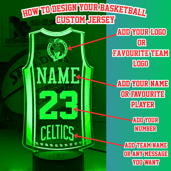 Basketball Personalised Singlet Jersey 3D LED Light Night Colour Changing Lamp - KustomboxNight Lights & Ambient LightingKustomboxStandard Size - Name Option