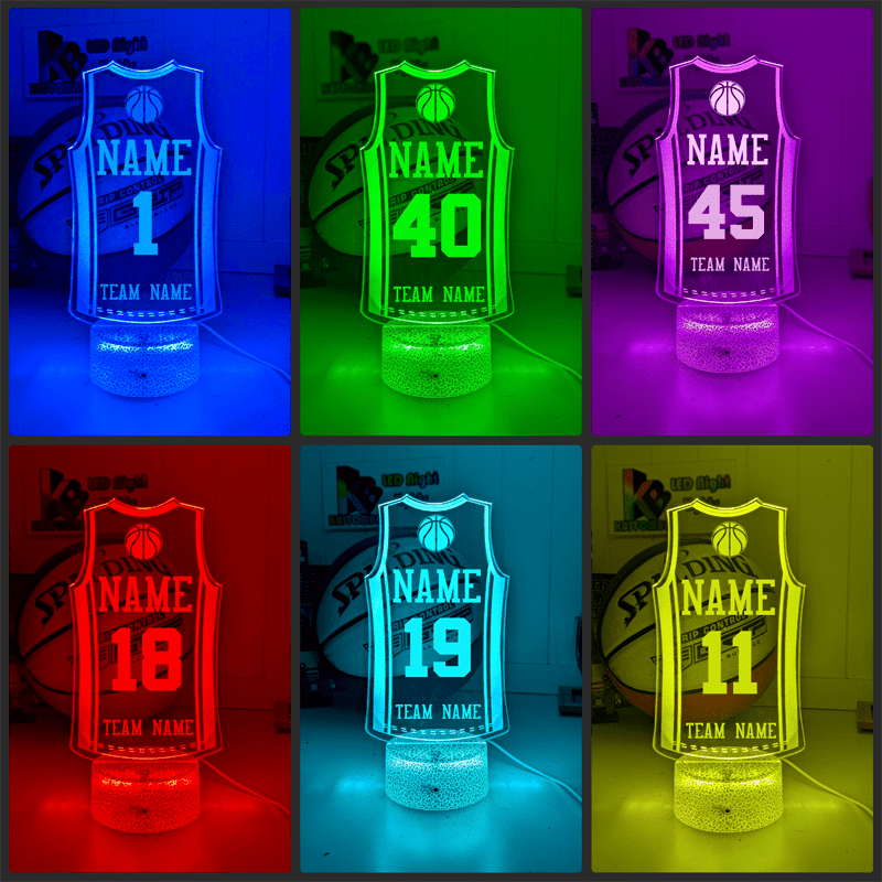 Basketball Personalised Singlet Jersey 3D LED Light Night Colour Changing Lamp - KustomboxNight Lights & Ambient LightingKustomboxStandard Size - Name Option