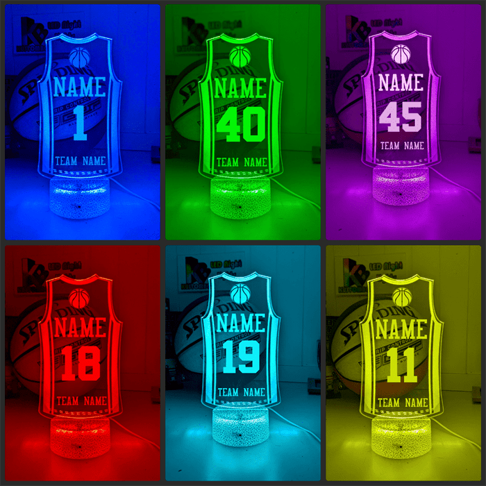 Basketball Personalised Singlet Jersey 3D LED Light Night Colour Changing Lamp - KustomboxNight Lights & Ambient LightingKustomboxStandard Size - Name Option