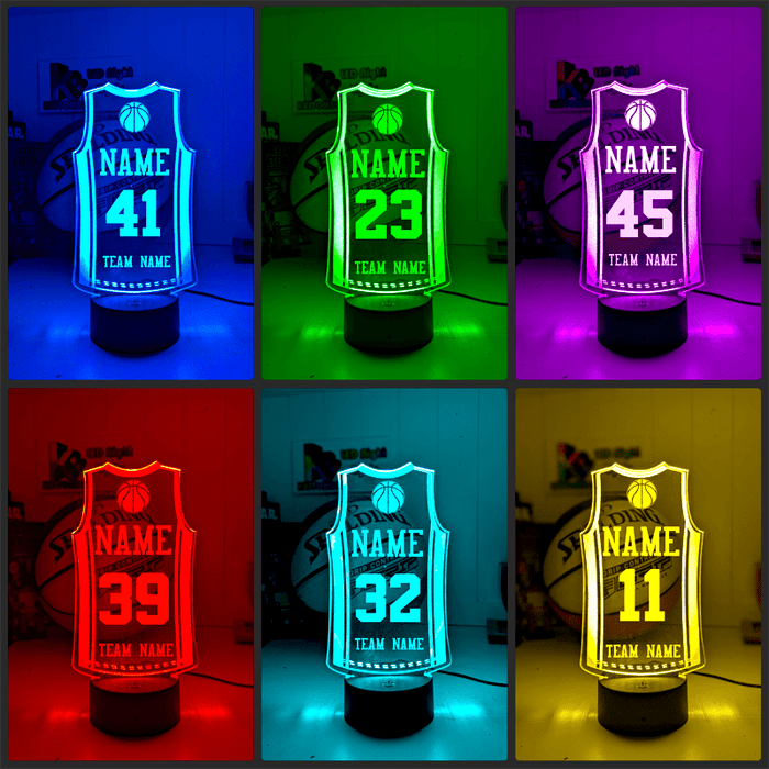 Basketball Personalised Singlet Jersey 3D LED Light Night Colour Changing Lamp - KustomboxNight Lights & Ambient LightingKustomboxStandard Size - Name Option