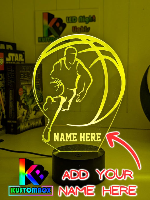 BASKETBALL PLAYER PERSONALISED NAME 3D LED Night Light Lamp - KustomboxNight Lights & Ambient LightingKustomboxStandard Size