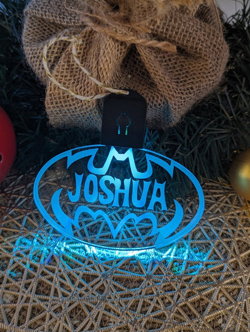 Batarang Batman Personalised Christmas Tree Bauble 3D LED Light Up Hanging Decoration - KustomboxNight Lights & Ambient LightingKustomboxBauble Personalised