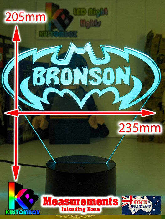 Batman Batarang Personalised Name 3D LED Night Light Lamp - KustomboxNight Lights & Ambient LightingKustomboxStandard Size Name Option
