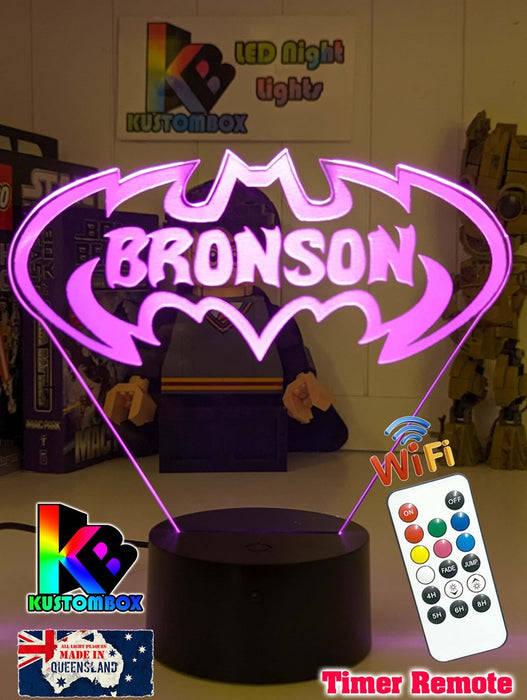 Batman Batarang Personalised Name 3D LED Night Light Lamp - KustomboxNight Lights & Ambient LightingKustomboxStandard Size Name Option