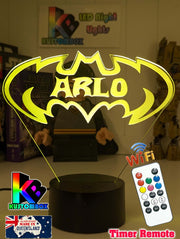 Batman Batarang Personalised Name 3D LED Night Light Lamp - KustomboxNight Lights & Ambient LightingKustomboxStandard Size Name Option