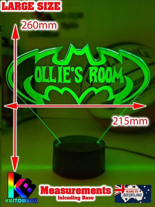 Batman Batarang Personalised Name 3D LED Night Light Lamp - KustomboxNight Lights & Ambient LightingKustomboxStandard Size Name Option