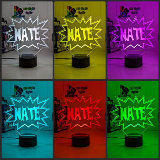 Batman KAPOW Batarang Personalised Name 3D LED Night Light Lamp - KustomboxNight Lights & Ambient LightingKustomboxStandard Size Name Option