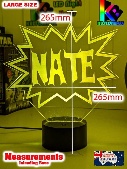 Batman KAPOW Batarang Personalised Name 3D LED Night Light Lamp - KustomboxNight Lights & Ambient LightingKustomboxStandard Size Name Option
