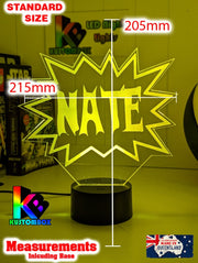 Batman KAPOW Batarang Personalised Name 3D LED Night Light Lamp - KustomboxNight Lights & Ambient LightingKustomboxStandard Size Name Option