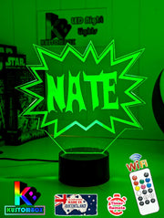 Batman KAPOW Batarang Personalised Name 3D LED Night Light Lamp - KustomboxNight Lights & Ambient LightingKustomboxStandard Size Name Option