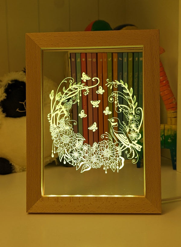 Beautiful Bird in Nest Picture Timber Frame USB 3D LED Night Light Lamp - KustomboxNight Lights & Ambient LightingKustomboxTimber Frame Light